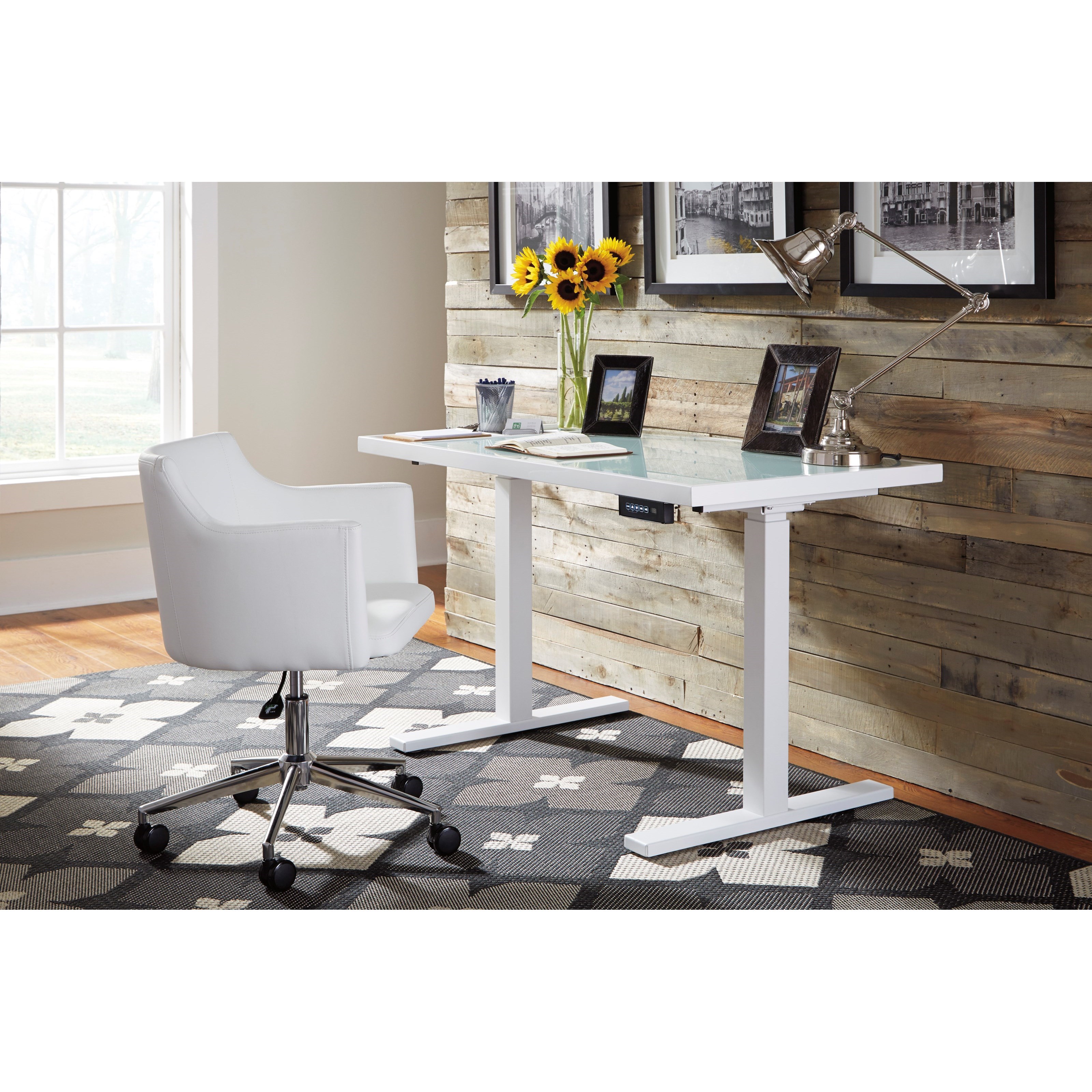 Signature Design by Ashley Baraga White Vinyl Home Office Swivel Desk Chair Conlin's Furniture
